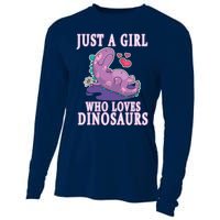 Just A Girl Who Loves Dinosaurs Cute Floral Girl Teens Gift Cooling Performance Long Sleeve Crew