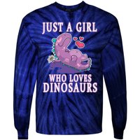 Just A Girl Who Loves Dinosaurs Cute Floral Girl Teens Gift Tie-Dye Long Sleeve Shirt