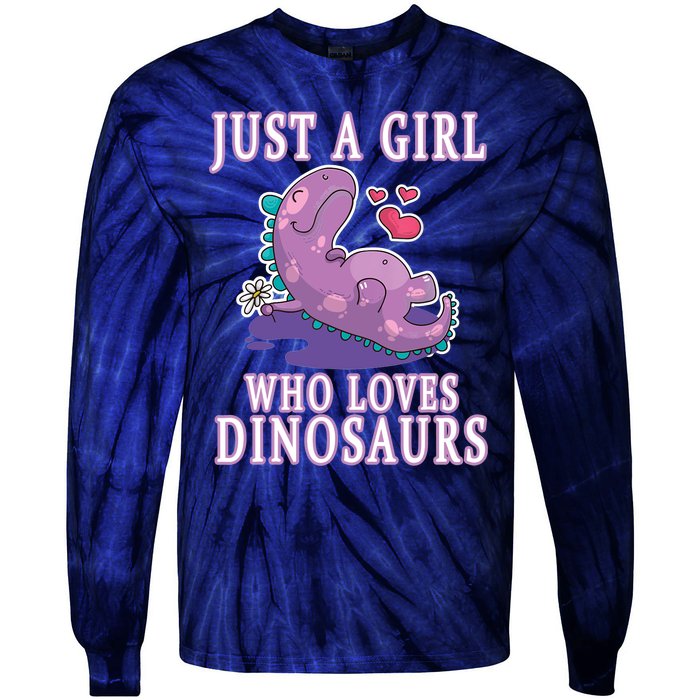 Just A Girl Who Loves Dinosaurs Cute Floral Girl Teens Gift Tie-Dye Long Sleeve Shirt