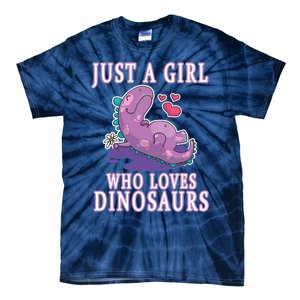 Just A Girl Who Loves Dinosaurs Cute Floral Girl Teens Gift Tie-Dye T-Shirt