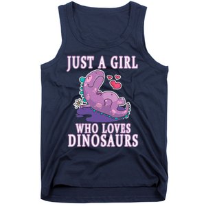 Just A Girl Who Loves Dinosaurs Cute Floral Girl Teens Gift Tank Top