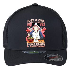 Just A Girl Who Loves Anime Ramen And Sketching Flexfit Unipanel Trucker Cap