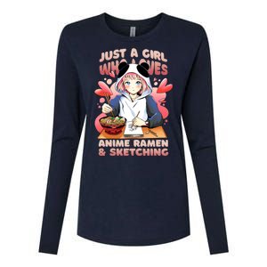 Just A Girl Who Loves Anime Ramen And Sketching Womens Cotton Relaxed Long Sleeve T-Shirt