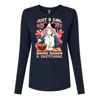 Just A Girl Who Loves Anime Ramen And Sketching Womens Cotton Relaxed Long Sleeve T-Shirt