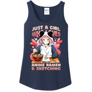 Just A Girl Who Loves Anime Ramen And Sketching Ladies Essential Tank