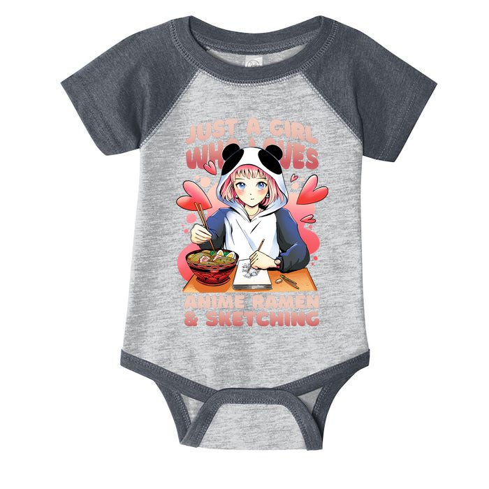 Just A Girl Who Loves Anime Ramen And Sketching Infant Baby Jersey Bodysuit