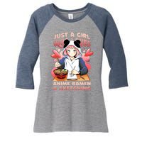 Just A Girl Who Loves Anime Ramen And Sketching Women's Tri-Blend 3/4-Sleeve Raglan Shirt