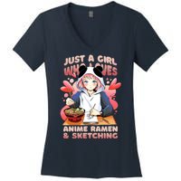 Just A Girl Who Loves Anime Ramen And Sketching Women's V-Neck T-Shirt