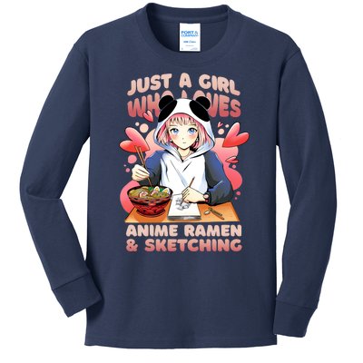 Just A Girl Who Loves Anime Ramen And Sketching Kids Long Sleeve Shirt