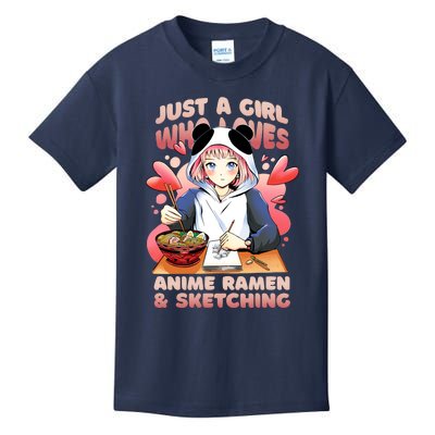 Just A Girl Who Loves Anime Ramen And Sketching Kids T-Shirt