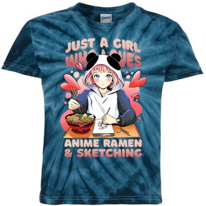 Just A Girl Who Loves Anime Ramen And Sketching Kids Tie-Dye T-Shirt