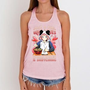 Just A Girl Who Loves Anime Ramen And Sketching Women's Knotted Racerback Tank