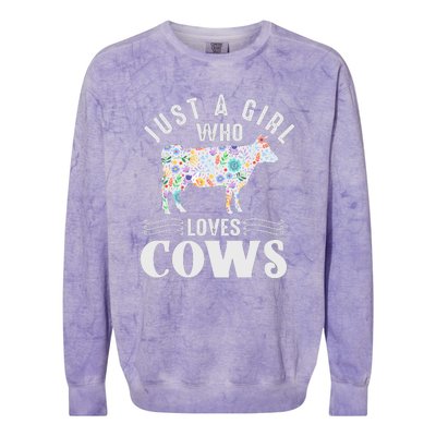 Just A Girl Who Loves Cows Colorblast Crewneck Sweatshirt