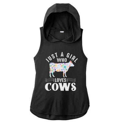 Just A Girl Who Loves Cows Ladies PosiCharge Tri-Blend Wicking Draft Hoodie Tank