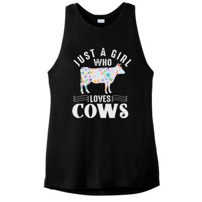 Just A Girl Who Loves Cows Ladies PosiCharge Tri-Blend Wicking Tank