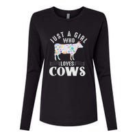 Just A Girl Who Loves Cows Womens Cotton Relaxed Long Sleeve T-Shirt