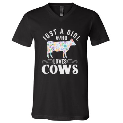 Just A Girl Who Loves Cows V-Neck T-Shirt