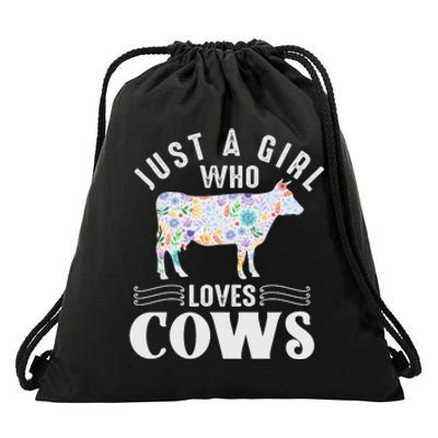 Just A Girl Who Loves Cows Drawstring Bag