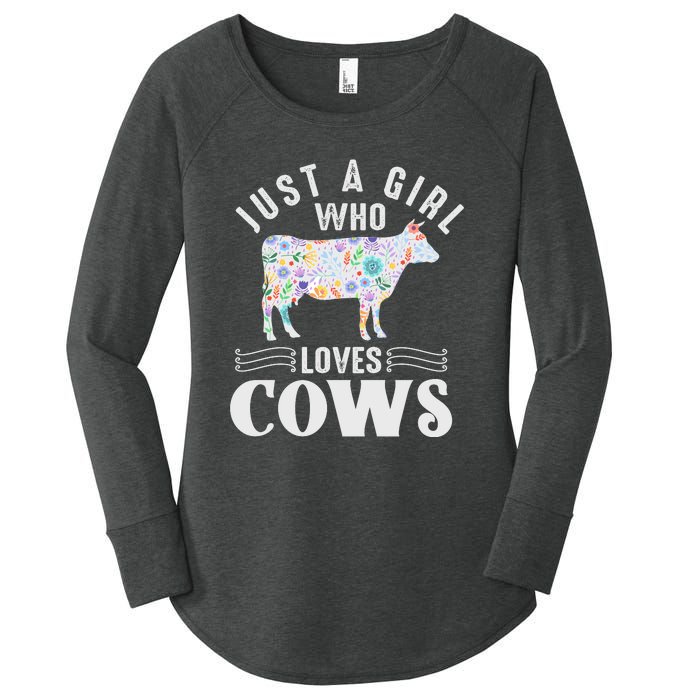 Just A Girl Who Loves Cows Women's Perfect Tri Tunic Long Sleeve Shirt