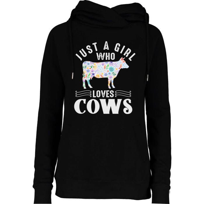 Just A Girl Who Loves Cows Womens Funnel Neck Pullover Hood