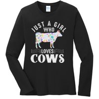 Just A Girl Who Loves Cows Ladies Long Sleeve Shirt