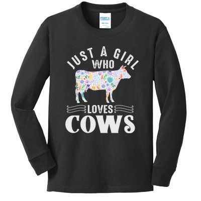 Just A Girl Who Loves Cows Kids Long Sleeve Shirt