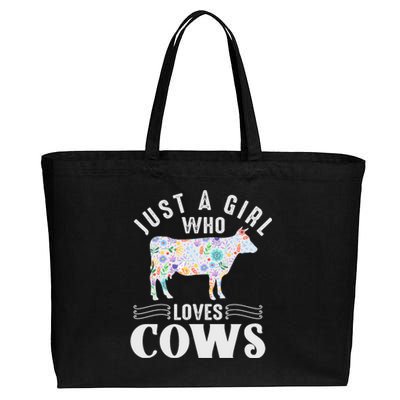 Just A Girl Who Loves Cows Cotton Canvas Jumbo Tote