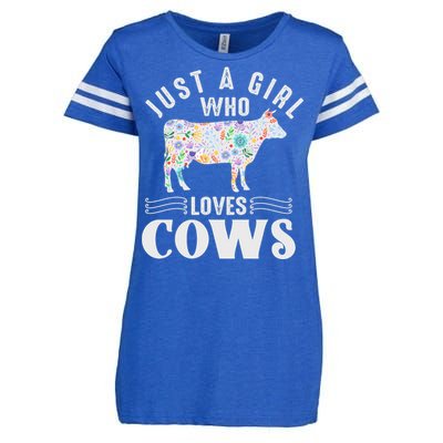 Just A Girl Who Loves Cows Enza Ladies Jersey Football T-Shirt