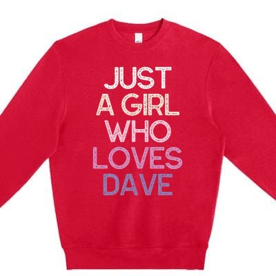 Just A Girl Who Loves Dave Name Premium Crewneck Sweatshirt