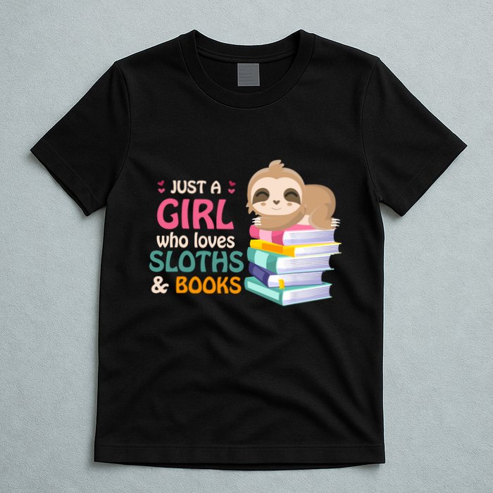 Just A Girl Who Loves Sloths And Books Sloth T-Shirt
