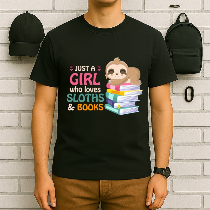 Just A Girl Who Loves Sloths And Books Sloth T-Shirt
