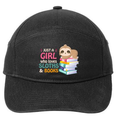 Just A Girl Who Loves Sloths And Books Sloth 7-Panel Snapback Hat
