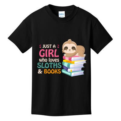 Just A Girl Who Loves Sloths And Books Sloth Kids T-Shirt
