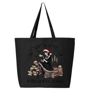 Just A Girl Who Loves Books Halloween Skeleton Christmas 25L Jumbo Tote