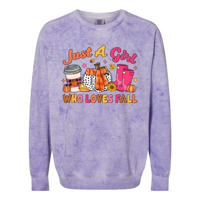 Just A Girl Who Loves Fall Colorblast Crewneck Sweatshirt