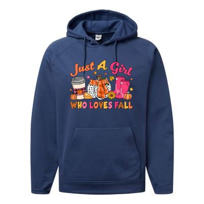 Just A Girl Who Loves Fall Performance Fleece Hoodie