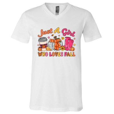 Just A Girl Who Loves Fall V-Neck T-Shirt