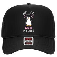 Just A Girl Who Loves Penguins T Shirt Cute Nature Toddlers High Crown Mesh Back Trucker Hat