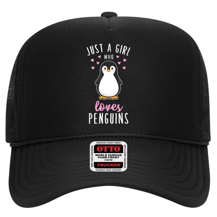 Just A Girl Who Loves Penguins T Shirt Cute Nature Toddlers High Crown Mesh Back Trucker Hat