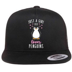 Just A Girl Who Loves Penguins T Shirt Cute Nature Toddlers Flat Bill Trucker Hat