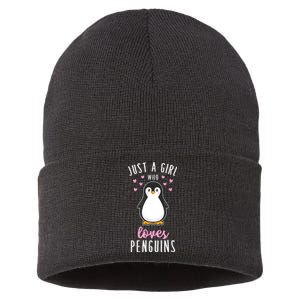 Just A Girl Who Loves Penguins T Shirt Cute Nature Toddlers Sustainable Knit Beanie