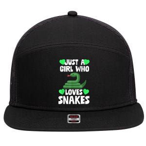 Just A Girl Who Loves Snakes Snake Lover Gift 7 Panel Mesh Trucker Snapback Hat