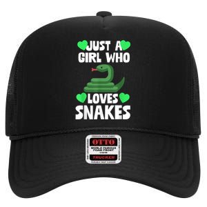 Just A Girl Who Loves Snakes Snake Lover Gift High Crown Mesh Back Trucker Hat