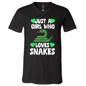 Just A Girl Who Loves Snakes Snake Lover Gift V-Neck T-Shirt