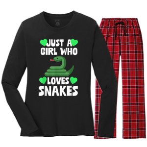 Just A Girl Who Loves Snakes Snake Lover Gift Women's Long Sleeve Flannel Pajama Set 