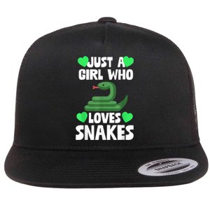 Just A Girl Who Loves Snakes Snake Lover Gift Flat Bill Trucker Hat