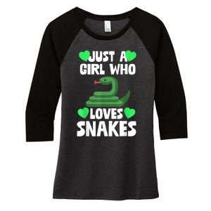 Just A Girl Who Loves Snakes Snake Lover Gift Women's Tri-Blend 3/4-Sleeve Raglan Shirt