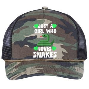 Just A Girl Who Loves Snakes Snake Lover Gift Retro Rope Trucker Hat Cap