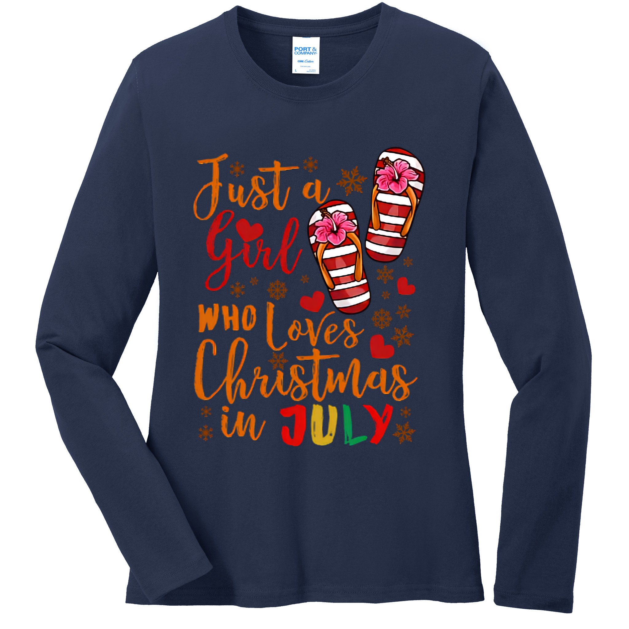 Just A Girl Who Loves Christmas In July Ladies Long Sleeve Shirt