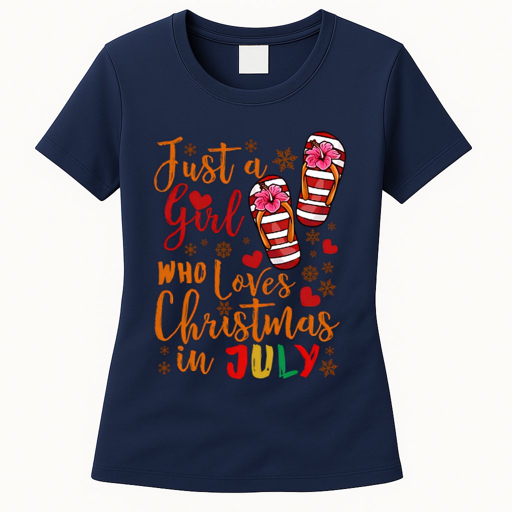 Just A Girl Who Loves Christmas In July Womens T-Shirt